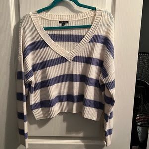 striped v neck sweater
